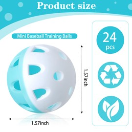 VioraWhite 24 Pcs Mini Practice Baseballs 1.65 Inch Small Baseball Training Lightweight Hollow with a Drawstring Bag for Hitting,Batting Training Use
