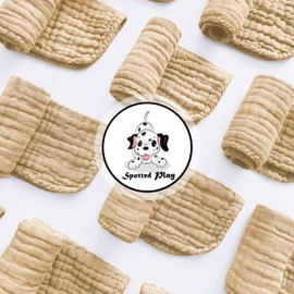 Spotted Play Muslin Burp Cloths 100% Cotton Large 20''x10'' Extra Soft and Absorbent Baby Wash Cloths Spit Up Rags - Baby Burping Cloth for Boys Girls Items(12 Pack Brown)