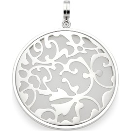 Leonardo Jewels 023601 Clip & Mix Fabia Pendant Silver-Coloured Stainless Steel with Openwork Ornament and White Glass Stone Jewellery Gift for Women, One size, Stainless Steel, No Gemstone