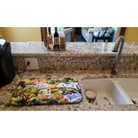 Caroline's Treasures 6046DDM Houses Dish Drying Mat Absorbent Dish Drying Mat Pad for Kitchen Counter Dish Drainer Mat for Countertop, 14 x 21", Multicolor