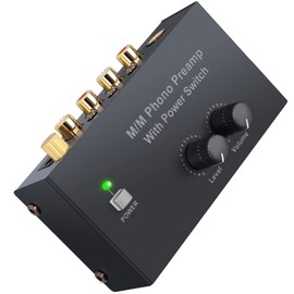 LiNKFOR Phono Preamplifier Phonograph Preamp Ultra Compact Preamp with Power Switch Volume Control RCA Input/Output 1/4 Inch TRS Output DC 12 V for Turntable with MM Sample