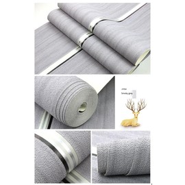 Mwpqbd High-End 3D Stereo Thickened Deerskin Velvet Antique Wood Grain Bedroom TV Background Non-Woven Vertical Stripes Simple Modern Non-Self-Adhesive Wallpaper (Smoky Gray Wallpaper /27054)