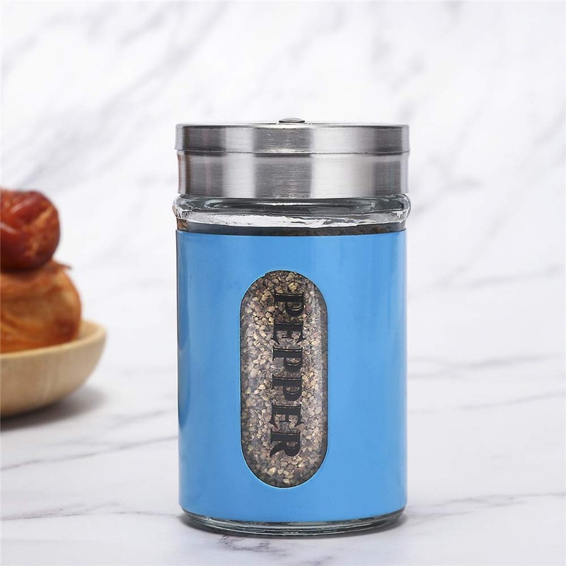 Salt and Pepper Shakers Stainless Steel and Glass Set with