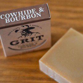 GRIT Goat Milk Soap Bar Cowhide & Bourbon | All Natural | Dye-Free Soap Bar | Enriched with Nourishing Goat Milk | 4 oz
