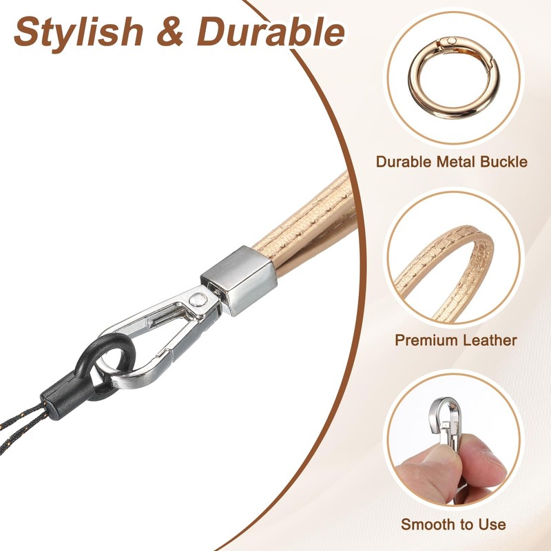 sourcing map 2 Pcs Smooth Leather Wristlet Strap, Prevent Drop