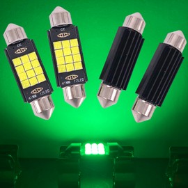 SOCAL-LED LIGHTING 41mm Festoon LED Bulb Canbus Super Bright 3030 Chipset Car Interior Dome Light 578 Map Light, Green, Pack of 4