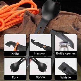All-in-1 Camping Cutlery for Hiking, Picnic, Travel Cutlery, Plastic Free Cutlery To Go Made of Stainless Steel, Hiking Gift