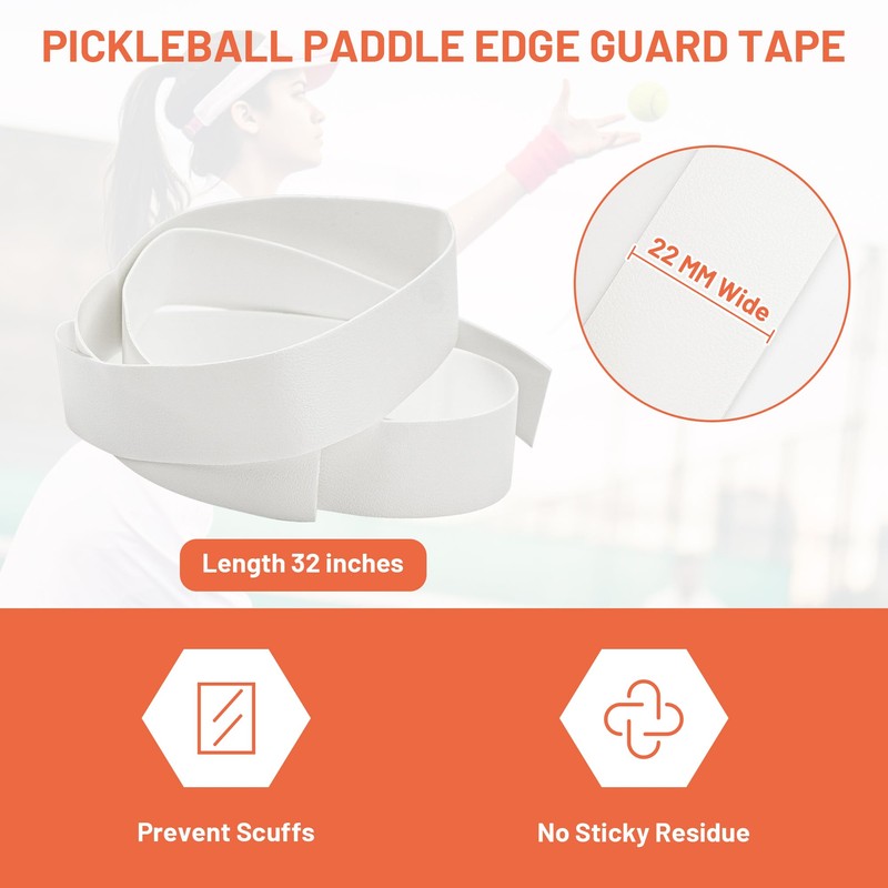 White -Pickleball Paddle Edge Guard Tape