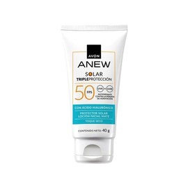 Protector Solar Facial Triple Protección, FPS 50, Toque Seco, con Ácido Hialurónico, 40g | Anew Avon