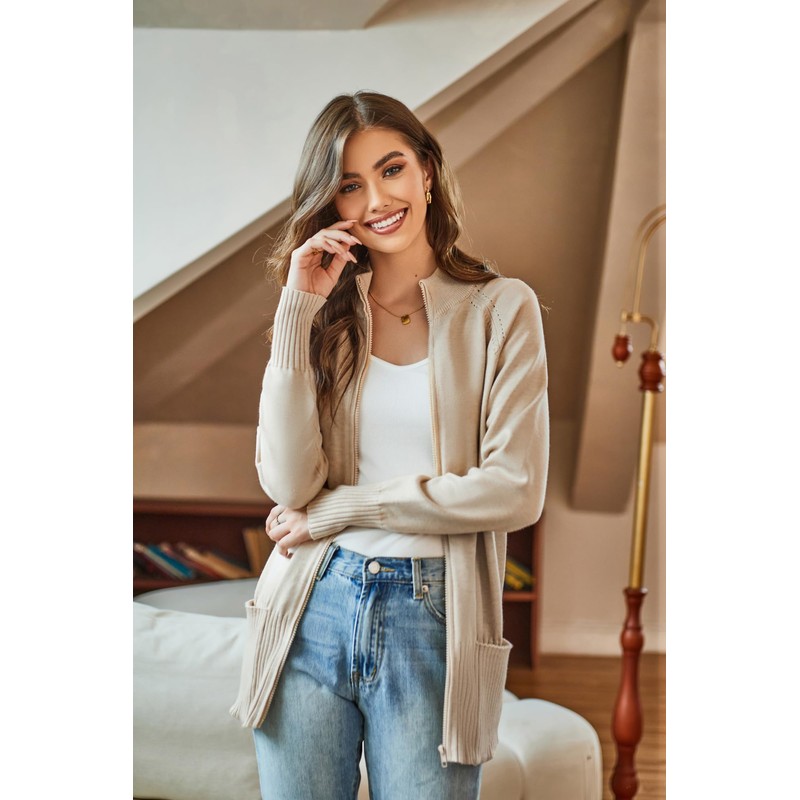 GRACE KARIN Womens Cardigan Full Zip Cardigans Long Sleeve Cardigan