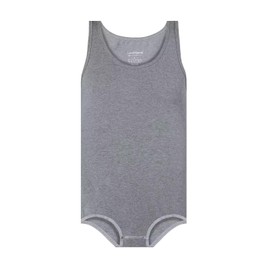 Landofgenie Mens Cotton Sleeveless Bodysuit Solid One-Piece Pajama Rompers for Men Grey 3XL