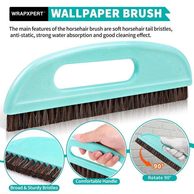 WRAPXPERT Wallpaper Smoothing Tool,Wallpaper Tools Included Felt Squeegee,Craft Knife,Wallpaper Brush,Wallpaper