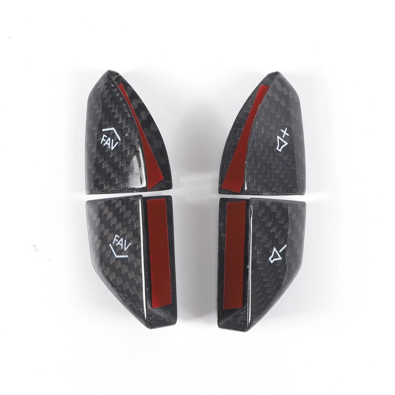 BEBECAR Real Carbon Fiber Steering Wheel Button Cover Trim Fits