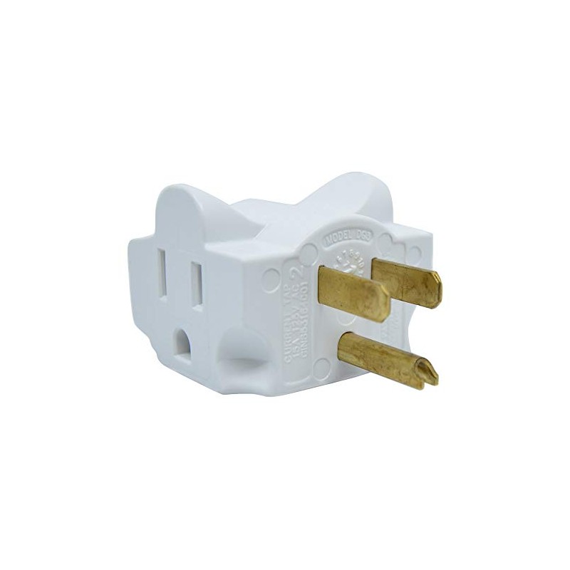 Hug-A-Plug Grounded Right Angle Adapter Plug - Twin Pack White