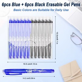 Erasable Ballpoint Pen 12 Pieces Erasable Rollerball Pen 0.5 mm Eraser Pen Set Erasable Gel Pens for Children Adults Office School