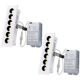 TORCHSTAR 5CCT 7 Inch LED Recessed Mini Linear Light with Junction Box, Deep Cup Anti-Glare, CRI90 Dimmable Recessed Lighting, ETL & FCC Listed, 2700K3000K3500K4000K5000K Selectable, Pack of 2