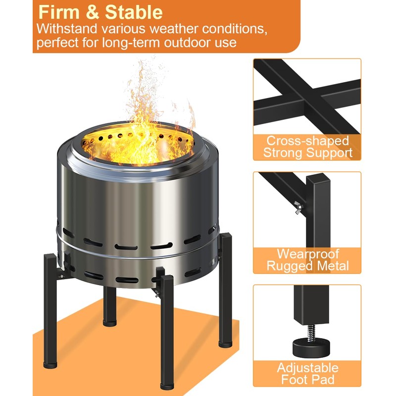 Garbuildman 15-27 Inch Universal Firepit Stand for Solo Stove Bonfire