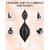 THUNARAZ Clip on Earrings for Women Glitter Rhinestone Crysta Black