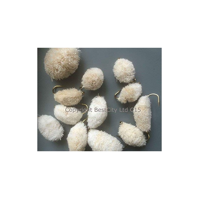 BestCity Fly Fishing White Barbless Bread flies mixed sizes pack