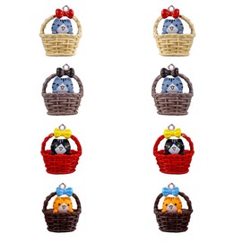LOTIKOU 8PCS Resin Basket Cat Pendant Charms Mixed Color Cute Flower Basket Cat Pendant Naughty Kitty Charm Pendants for Necklace Bracelet Key chain Jewelry Making DIY Art Crafts
