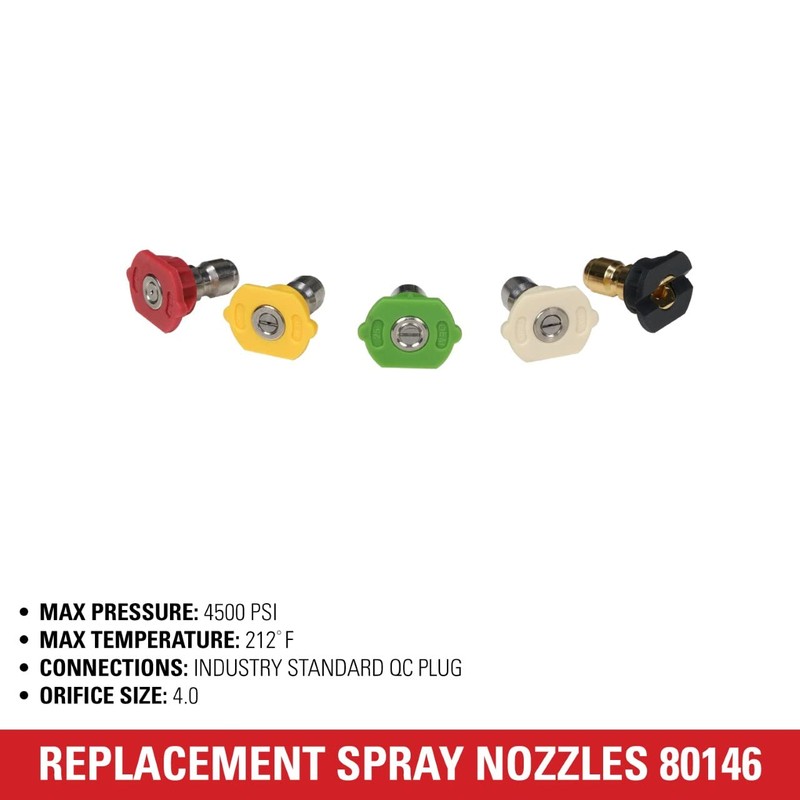 Simpson Cleaning 80146 4500 PSI Universal Pressure Washer Nozzles, 1/4-Inch