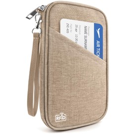 Passport Holder Family RFID Travel Document Organizer for Women Waterproof Passport Wallet Men Portable Case for Cards, Boarding Pass, ID, Money, Tickets with Zipper