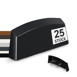 VOOXA Window Water Slot Caps 36 mm Black RAL 9005 for Slot Milling of 29-30 x 4.6-5 mm, Pack of 25