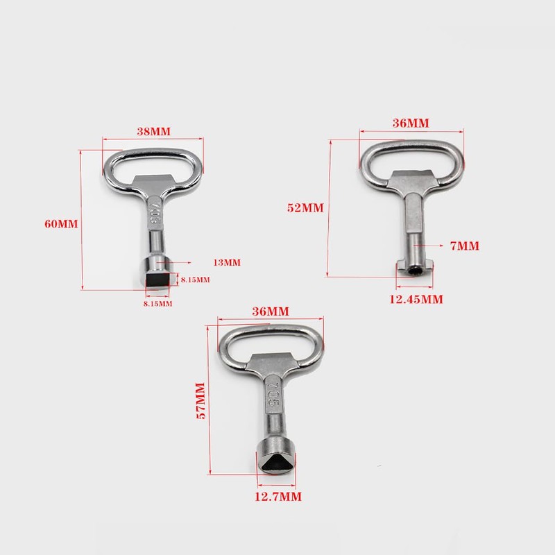 Set of 3 corner keys, bleed keys, heating key, heating