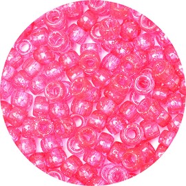 Iooleem Pony Beads(1000pcs Pink Glitter Pony Beads), Beads for Jewelry Making, Pony Beads for Crafts, Beading Supplies, Arts & Crafts Materials for Jewelry Making.