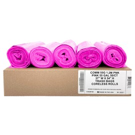 Ultrasac Heavy Duty 55 Gallon Pink Trash Bags - (Value 50 Pack) - 1.5 MIL equivalent Industrial Strength Plastic 37" x 54" for 50-55 Gal Cans -Fits Toter, Rubbermaid Brute, Carlislie Bronco etc.