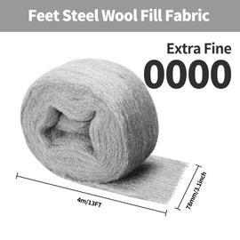 Steel Wool #0000 4 pcs,3.1" x13 Ft Wool for Gap Fill Fabric,Keep Mice Away from Holes, Siding, Pipeline, Vents in Garden, House, Hardware DIY Kit