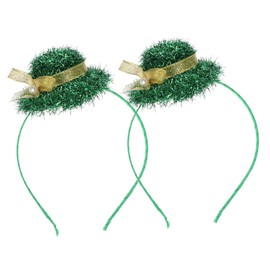 VICASKY 2pcs St Patrick's Day Party Headbands Festive Green Hair Hoops with Bow Comfortable Headdress for Celebrations and Events for Friends