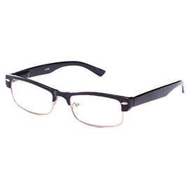 IG Unisex Half Frame Stylish Designer Inspired High Fashion Spring Temple Clear Lens Glasses in Black