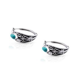 Koral Jewelry Synthetic Turquoise Vintage Hoop Earrings Sterling Silver 925 Gipsy Boho Chic