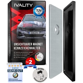 IVALITY® Magnetic License Plate Holder Frameless for 2 Number Plates | Magnetic Number Plate Holder Car | Number Plate Holder | Austria Change Number Plate