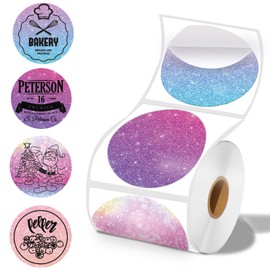 2 x 2 Round Thermal Labels for M110/M120/M220/M221 Label Printer, 2 Inch Circular Thermal Labels for Business and Home, 140 Labels for Printers, Starry Pink Purple