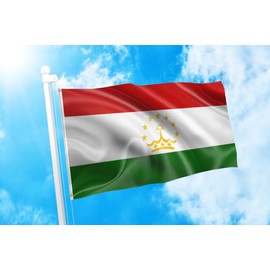 DMSE Tajikistan Central Asia Republic Banner Country Pennant Flag 3X5 Ft Foot 100% Polyester 100D Flag UV Resistant (3' X 5' Foot)