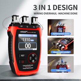 NOYAFA NF-919 Optical Power Meter, 3 in 1 Fiber Optic Cable Tester with Light Source Function &10KM Visual Fault Locator (OPM/VFL/SL), Rechargeable FC/SC/ST Fiber Optic Tools