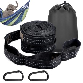Hammock Suspension Attachment, 2 x Carabiner + Slings, 3 m x 2.5 cm, Max 300 kg Rod Hammock Swing Attachment for Camping Hammock Accessories