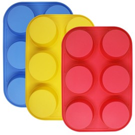 SourceTon 6-Cup Silicone Muffin Mold, 3 packs of Muffin Pan, Non-Stick Baking Pan, Flexible Baking Cups for Muffins, Cupcakes, Mini Pies, Oven