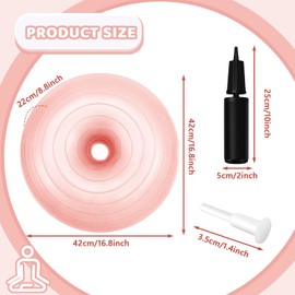 Lewtemi 1 Pcs Flexible Seating for Classroom 16.8 Inch Inflatable Yoga Ball Chairs with Inflator Donut Exercise Ball Chair Cushion Seat for Kids Student Sensory Balance Home Office (Pink)