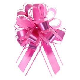 uxcell 12pcs 8 Inch Extra Large Pull Bow Metallic Gift Wrapping Bows Ribbon Organza Pink for Wedding Baskets Presents Christmas Party
