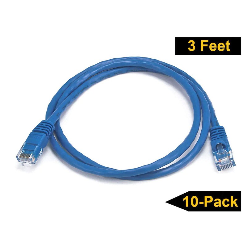 iMBAPrice 1' Cat5e Network Ethernet Patch Cable, 10 Pack, Blue