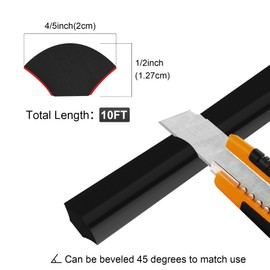 Flexible Quarter Round Molding Self Adhesive (Black, 10 Ft) Peel and Stick Flexible Corner Molding Trim Caulk Strip for Ceiling, Molding, Wall Corner, Tile Edge, Countertop Cabinet Edge