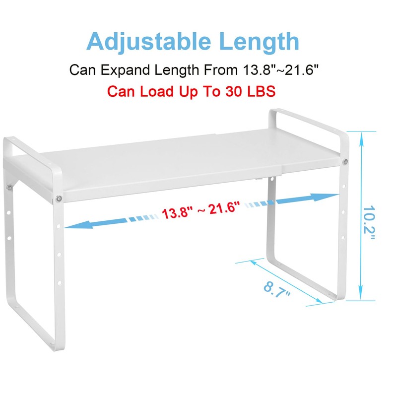 Set of 2 Expandable Cabinet Shelf Organizer, Stackable Kitchen Countertop