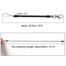 sourcing map Retractable Coil Springs Lanyard, 3 Pcs Keychain Cord Holder Strap with Lobster Claw Clasps, Spiral Stretchy Anti-Theft Security Cable Rope for Keying Cellphone, Black