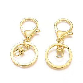 Cheriswelry 5pcs Gold Keyring Clasps Lobster Claw Clasp Swivel Clasps Split Ring Snap Hooks Keychain for Hanging Crafts Jewellery Making
