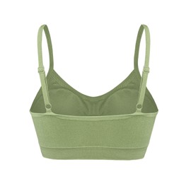 SHEKINI 3 Pcs Women's Sport Bra Seamless Padded Bralettes Yoga Bras Adjustable Leisure Stretch Crop Tops Cami Bras for Women Girl, Green+Orange+Black