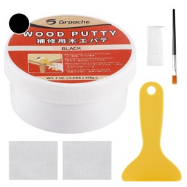 Black Wood Filler Putty Paintable, Stainable, Sandable, 7 Ounce Wood Furniture Repair Kit, Quickly Repair Holes, Cracks, Chips and Scorched Areas of Wooden Furniture