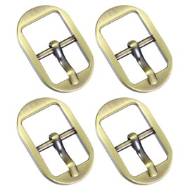 QUARKZMAN Metal Roll Buckle 4 Pieces 0.6 Inch Single Prong Belt Buckle Oval Medium Bridge Buckles for Leather Craft Accessories Belt Bronze, bronze